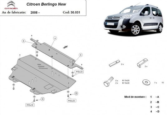 Engine - metallic shield Citroen Berlingo (2mm)