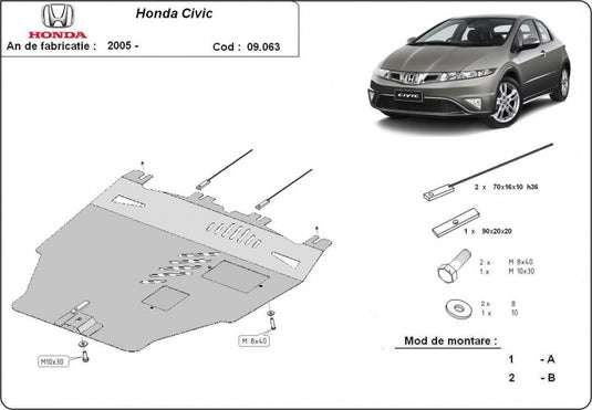 Engine - metallic shield Honda Civic (2mm)