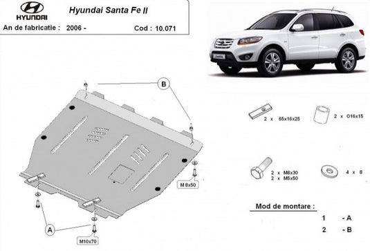 Engine - metallic shield Hyundai Santa Fe (3mm)