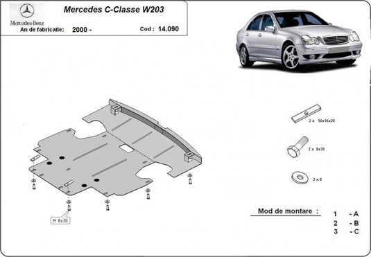 Engine - metallic shield Mercedes C-Classe - W203 (2mm)