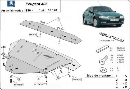 Engine - metallic shield Peugeot 406 (2mm)