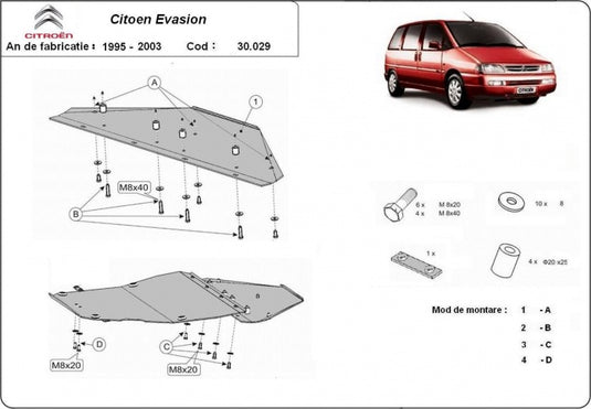 Engine - metallic shield Citroen Evasion (2mm)