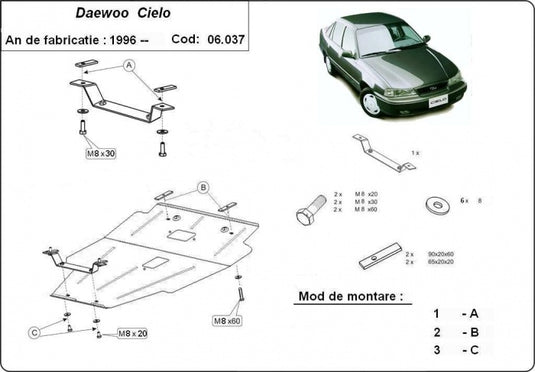 Engine - metallic shield Daewoo Cielo (2mm)