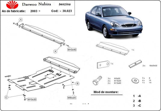 Engine - metallic shield Daewoo Nubira (2mm)
