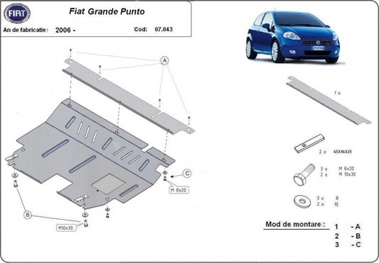 Engine - metallic shield Fiat Grande Punto (2mm)