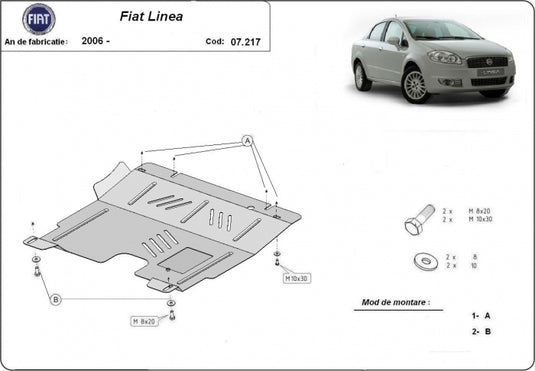Engine - metallic shield Fiat Linea (2mm)