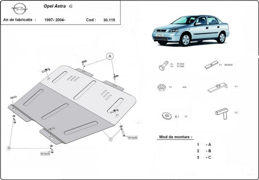 Engine - metallic shield Opel Astra G (2mm)