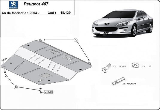 Engine - metallic shield Peugeot 407 (2mm)