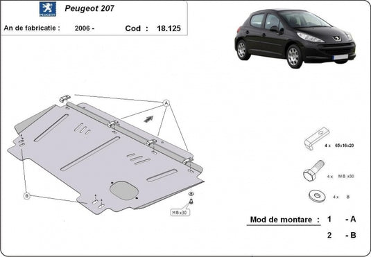 Engine - metallic shield Peugeot 207 (2mm)