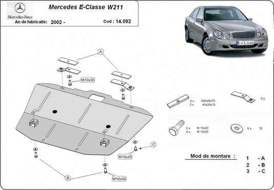 Engine - metallic shield Mercedes E-Classe W211 - cutie de viteză automată (2mm)