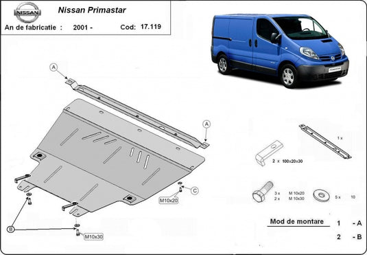 Engine - metallic shield Nissan Primastar (2mm)