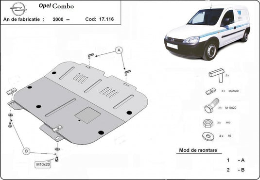 Engine - metallic shield Opel Combo C (2mm)