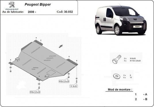 Engine - metallic shield Peugeot Bipper (2mm)