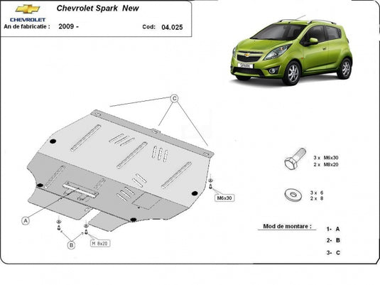 Engine - metallic shield Chevrolet Spark (2mm)