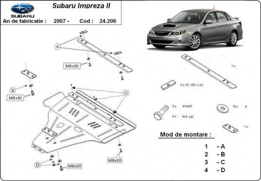 Motor - scut metalic Subaru Impreza, motorizare benzina (2mm)
