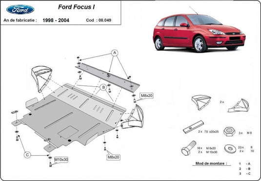 Engine - metallic shield Ford Focus 1 (2mm)