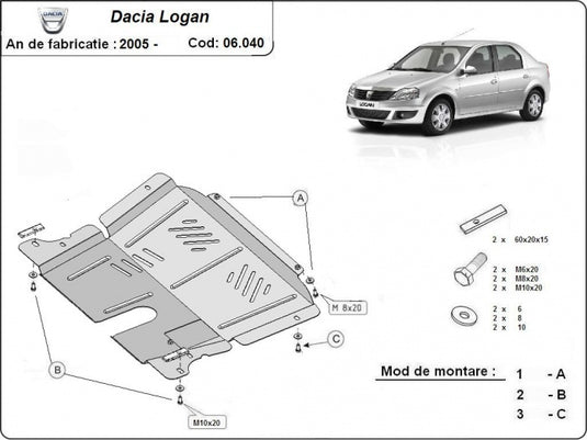 Engine - metallic shield Dacia Logan 1 (2mm)