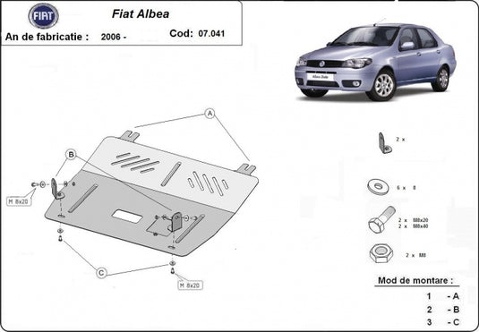 Engine - metallic shield Fiat Albea (2mm)