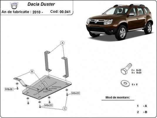 Differential - Metallic Shield Dacia Duster, Motorizare 4x4 (2 mm)