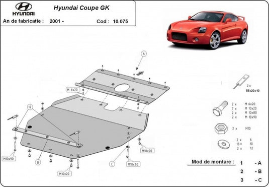 Engine - metallic shield Hyundai Coupe Gk (2mm)