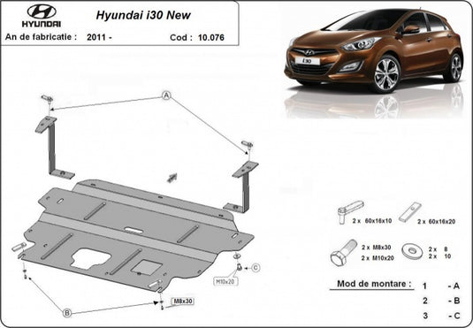 Engine - metallic shield Hyundai i30 (2mm)