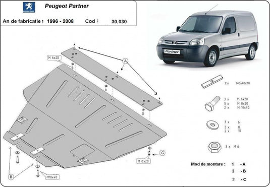 Engine - metallic shield Peugeot Partner (2mm)