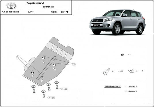 Differenziale - Shield Metallic Toyota Rav 4, Motoizare 4x4 (3 mm)