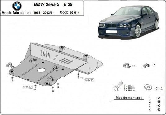 Engine - metallic shield BMW Seria5 E39 (2mm)