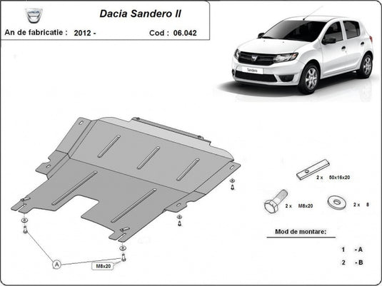 Engine - metallic shield Dacia Sandero 2 (2mm)