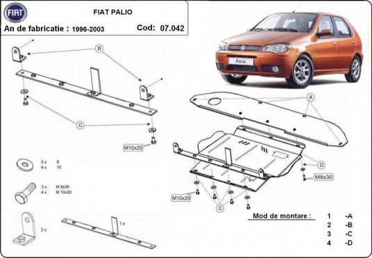 Engine - metallic shield Fiat Palio (2mm)