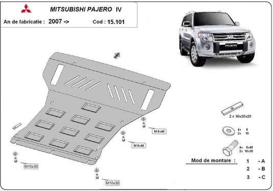 Engine - metallic shield Mitsubishi Pajero IV (V80, V90) (3mm)