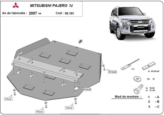 Gearbox - metallic shield Mitsubishi Pajero IV (V80, V90) (3mm)