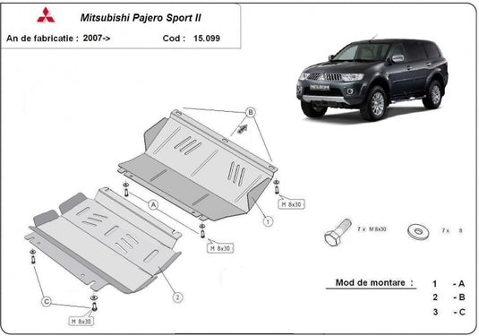 Engine - metallic shield Mitsubishi Pajero Sport II (3mm)