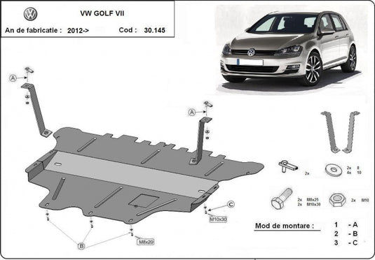 Engine - metallic shield Vw Golf VII - cutie de viteză manuală (2mm)
