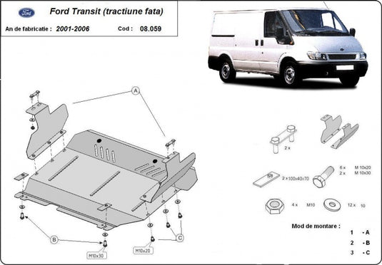 Engine - metallic shield Ford Transit (tractiune fata) (2mm)