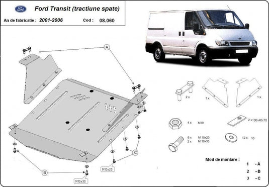 Engine - metallic shield Ford Transit (tractiune spate) (2mm)