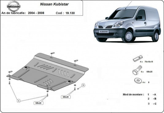 Engine - metallic shield Nissan Kubistar (2mm)