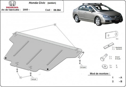 Engine - metallic shield Honda Civic (sedan) (2mm)