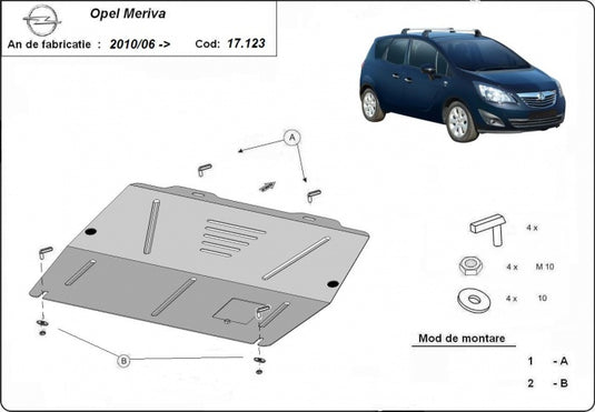 Engine - metallic shield Opel Meriva B (2mm)