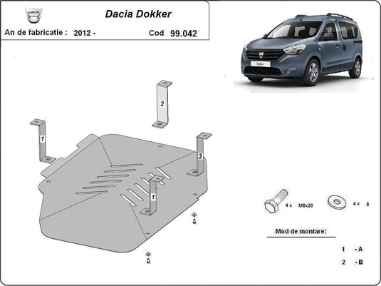Fuel tank - metallic shield Dacia Dokker (2mm)