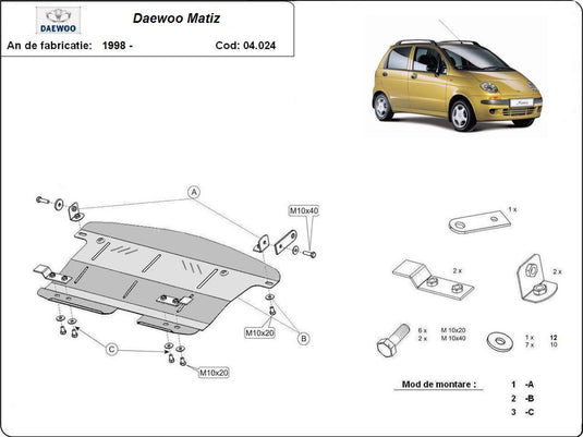Engine - metallic shield Daewoo Matiz (2mm)