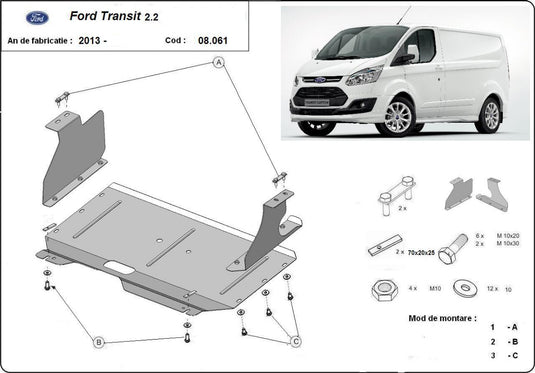 Engine - metallic shield Ford Transit Custom (2mm)