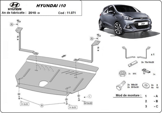 Engine - metallic shield Hyundai i10 (2mm)