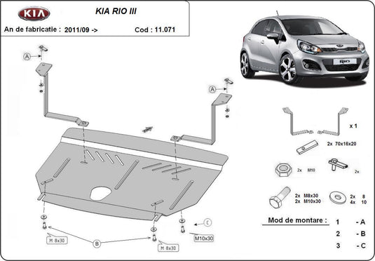Engine - metallic shield Kia Rio 3 (2mm)
