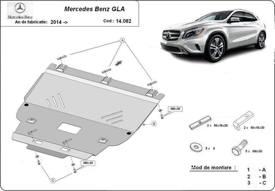 Engine - metallic shield Mercedes  GLA X156 (2mm)