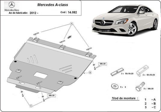 Engine - metallic shield Mercedes A-Class W176 (2mm)
