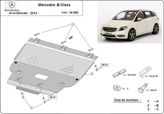 Engine - metallic shield Mercedes B-Class W246 (2mm)