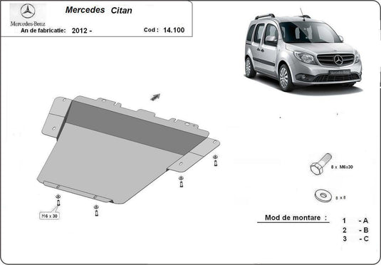 Engine - metallic shield Mercedes Citan (2mm)