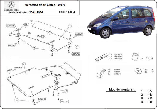 Engine - metallic shield Mercedes Vaneo W414 (2mm)