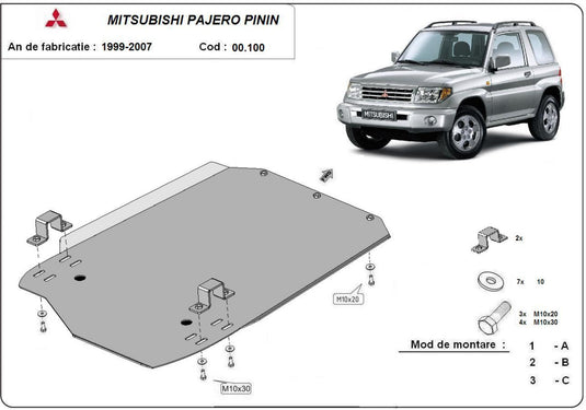 Gearbox - metallic shield Mitsubishi Pajero Pinin (3mm)
